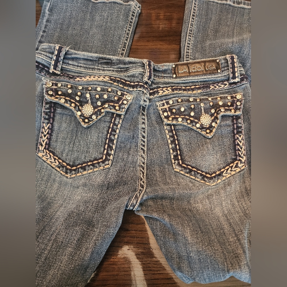 L.A. Idol Women's Blue Jeans with Studded Pockets